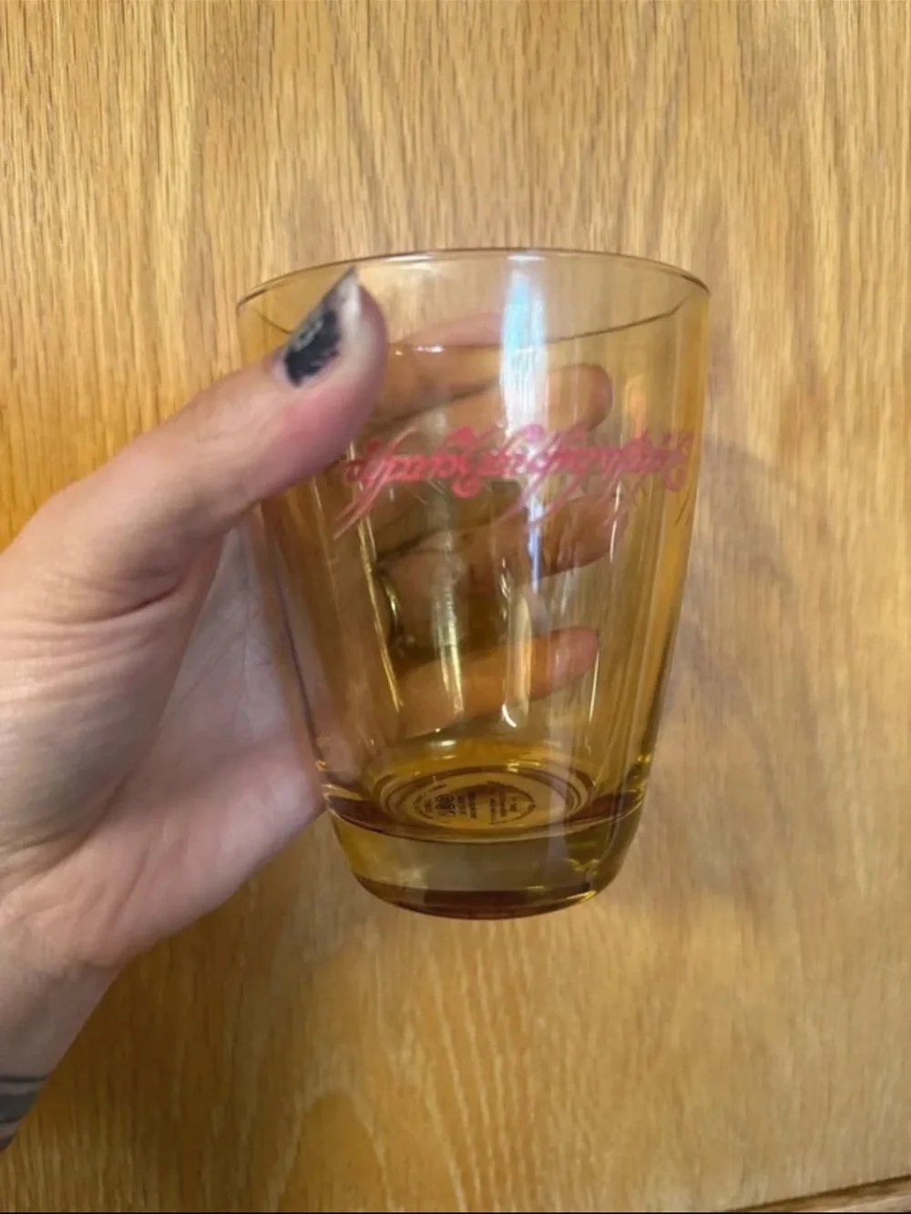 Loot Crate Lord of the Rings Amber Glass Party Tumbler with Script Accent